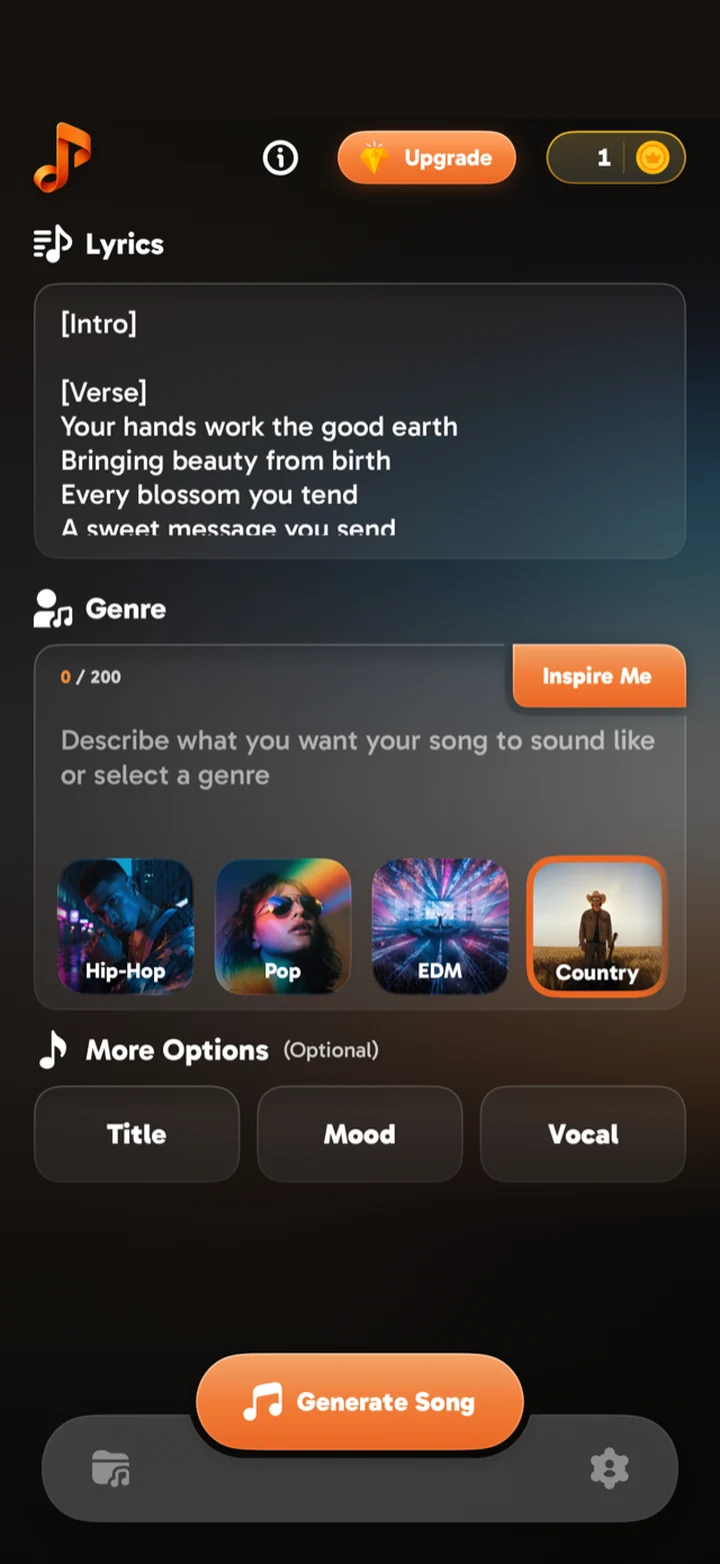 SendTunes Pick the sound screen